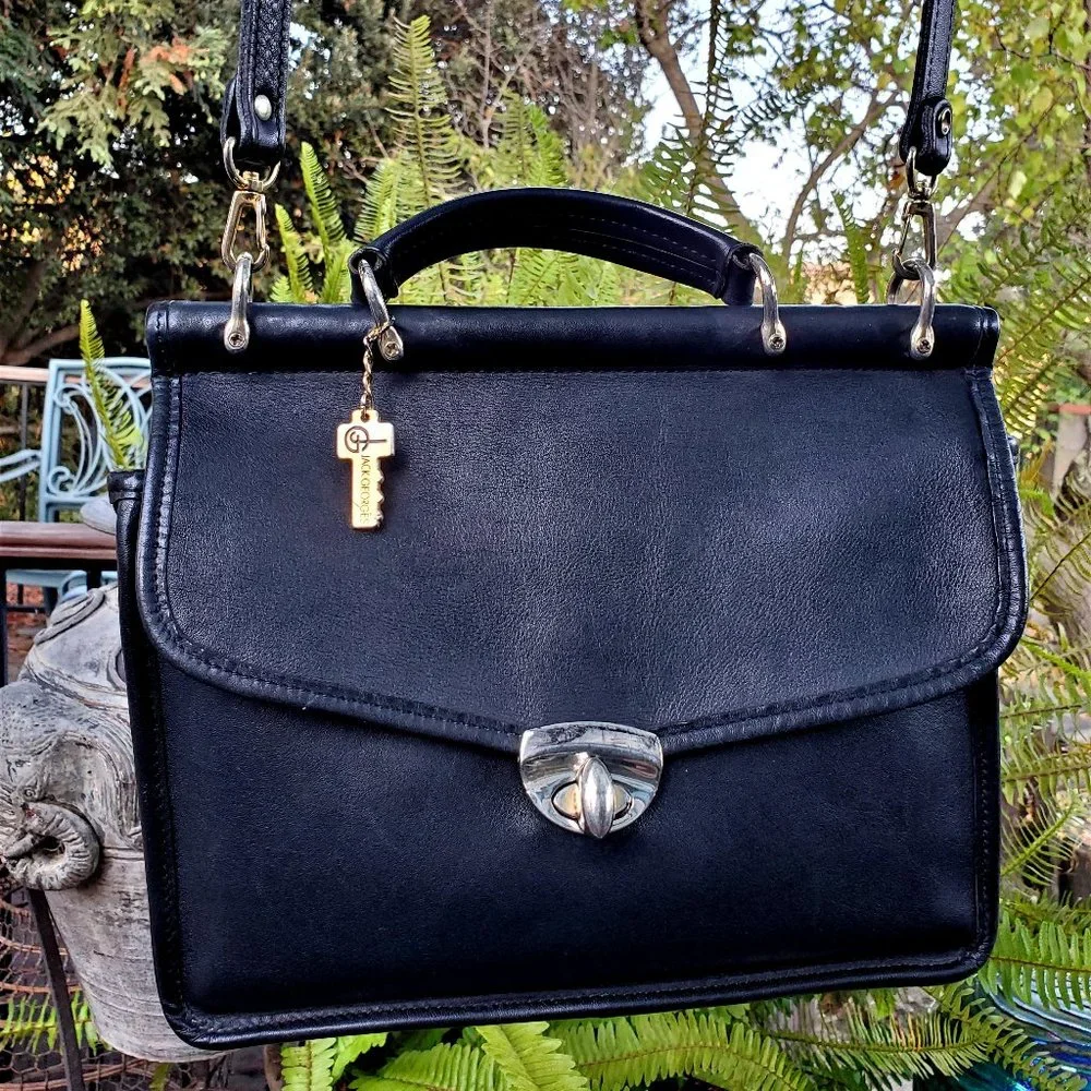 Jack Georges Vintage Black Leather Crossbody